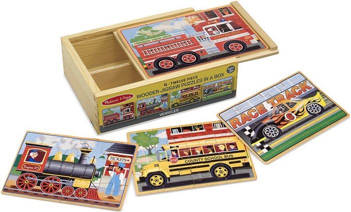Puzzle dřevěné - V krabičce, Dopravní prostředky, 48ks (M&D) - obrázek 1