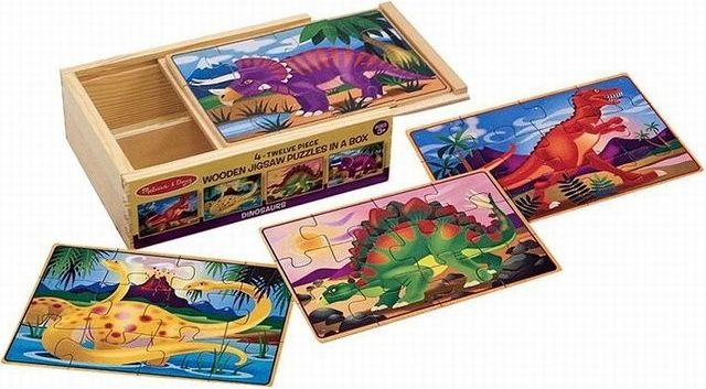 Puzzle dřevěné - V krabičce, Dinosauři, 48ks (M&D) - obrázek 1