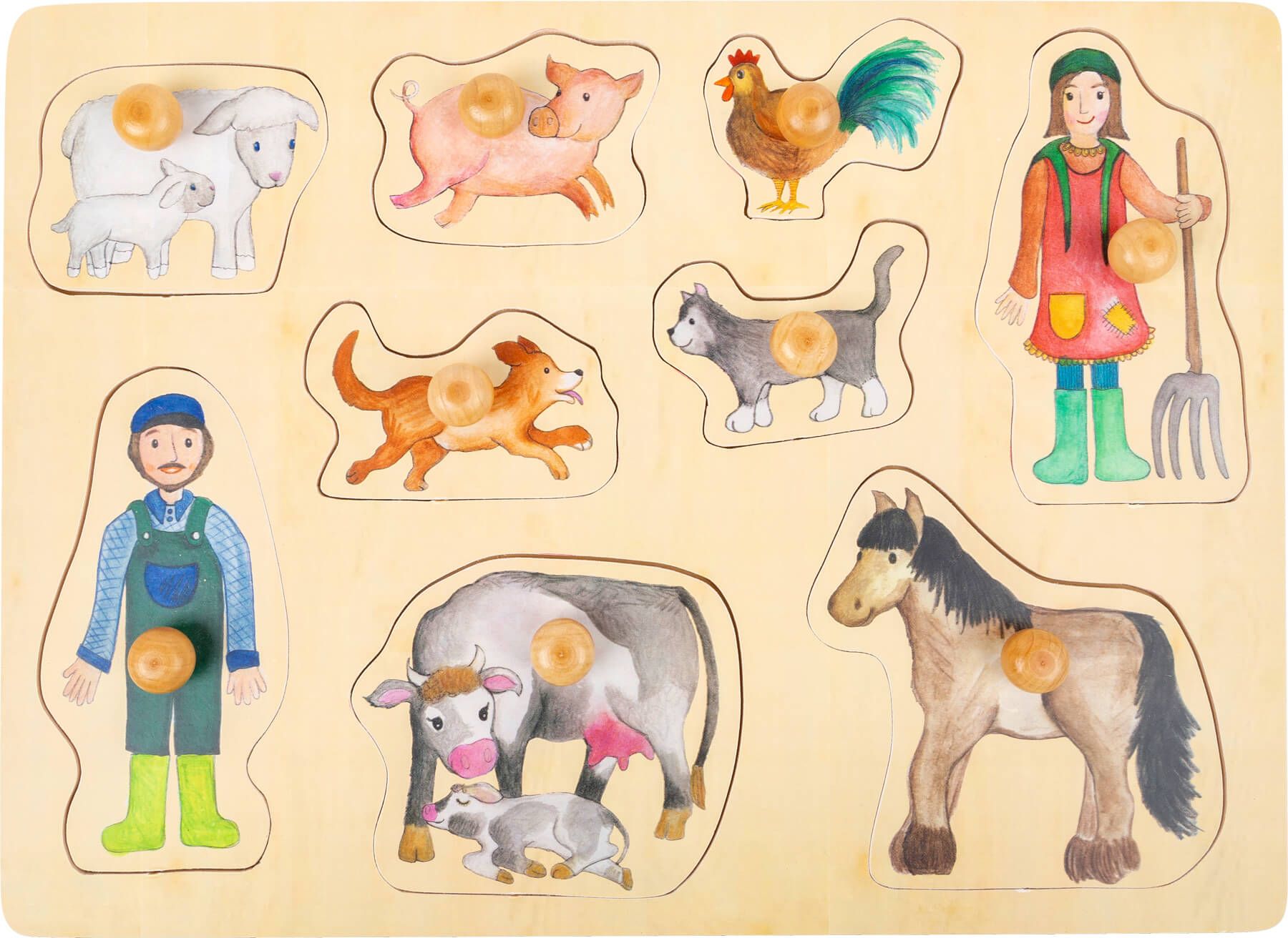 Vkládací puzzle s úchytky - domácí zvířátka - obrázek 1