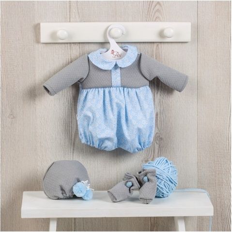 Obleček na miminko-holčičku Leu nebo chlapečka Lea - šedo-modrý letní overal - obrázek 1