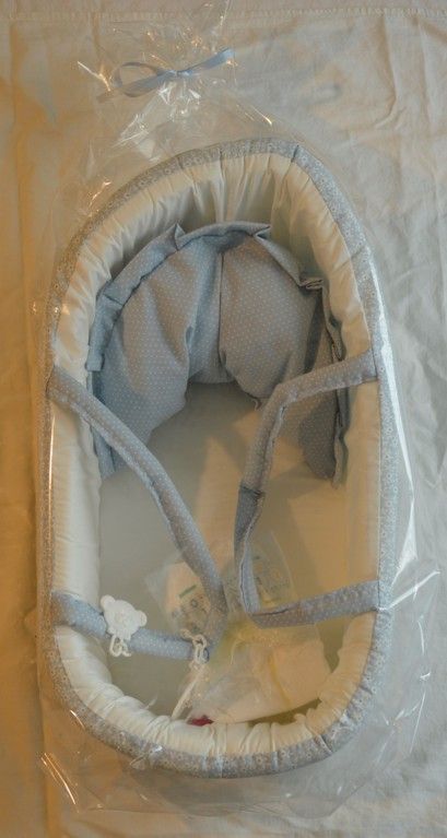 Modrá přenosná taška s bílými kvítky - košík pro miminko 42 cm - obrázek 3