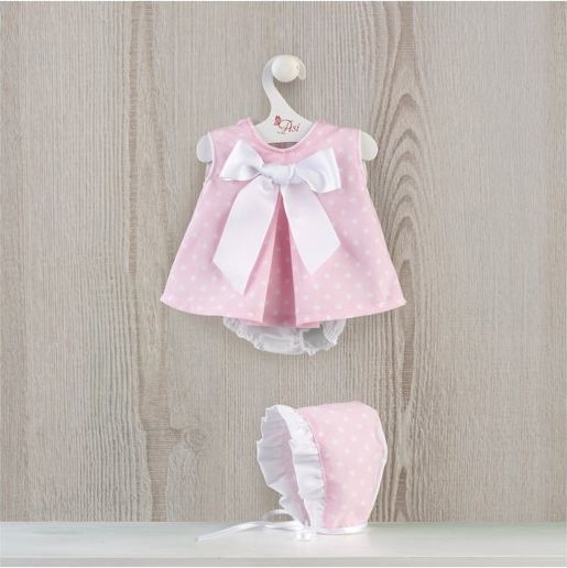 Obleček na miminko-holčičku Leu - růžové šaty s bílými hvězdičkami - obrázek 1