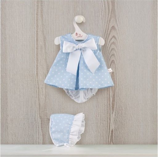 Obleček na miminko-holčičku Leu - modré šaty s bílými hvězdičkami - obrázek 1