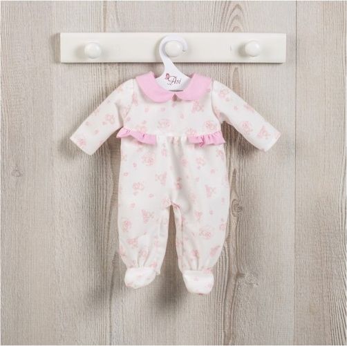 Obleček na miminko-holčičku Maríu - pyžámko -  bílý overal s růžovými medvídky - obrázek 1