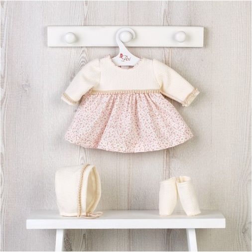 Obleček na miminko - holčičku Maríu - květované šaty s béžovým pleteným živůtkem - obrázek 1