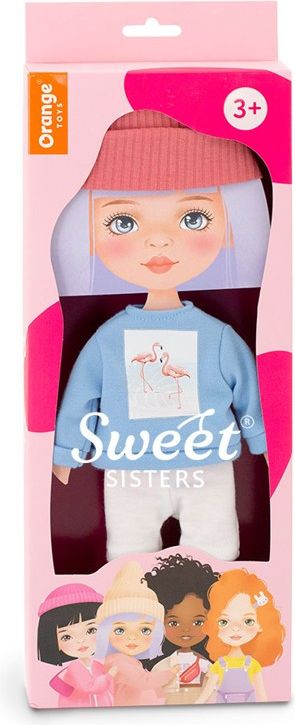ORANGE TOYS obleček na  panenky Sweet Sisters -obleček se světle modrou mikinou s plameňáky S28 - obrázek 1