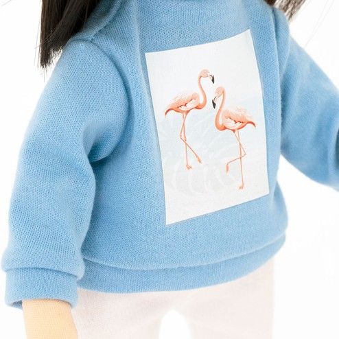 ORANGE TOYS obleček na  panenky Sweet Sisters -obleček se světle modrou mikinou s plameňáky S28 - obrázek 3