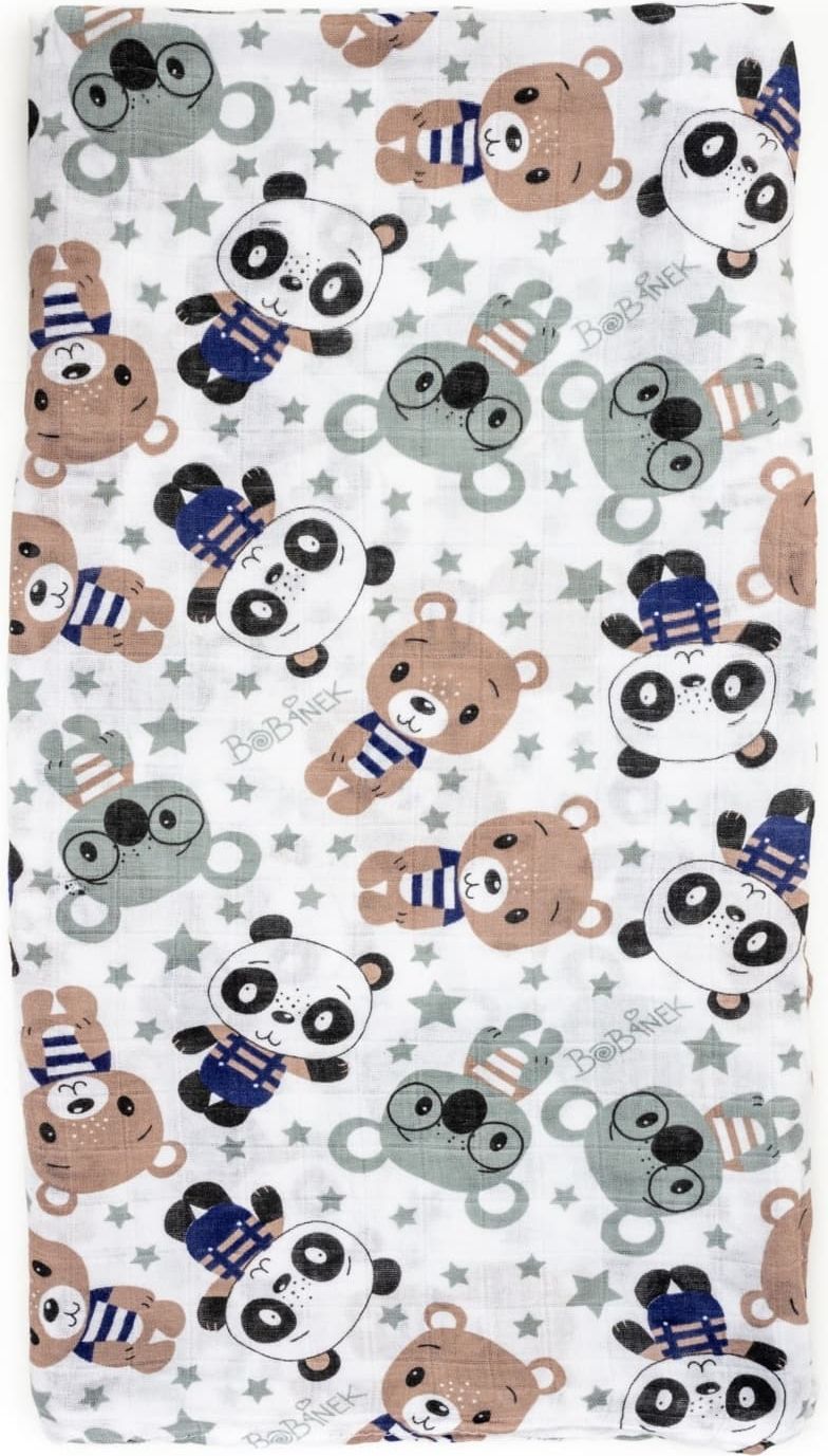 Bobánek Bambusové zavinovací pleny Duo Pack - Medvídci v triku 120 x 120 cm - obrázek 2
