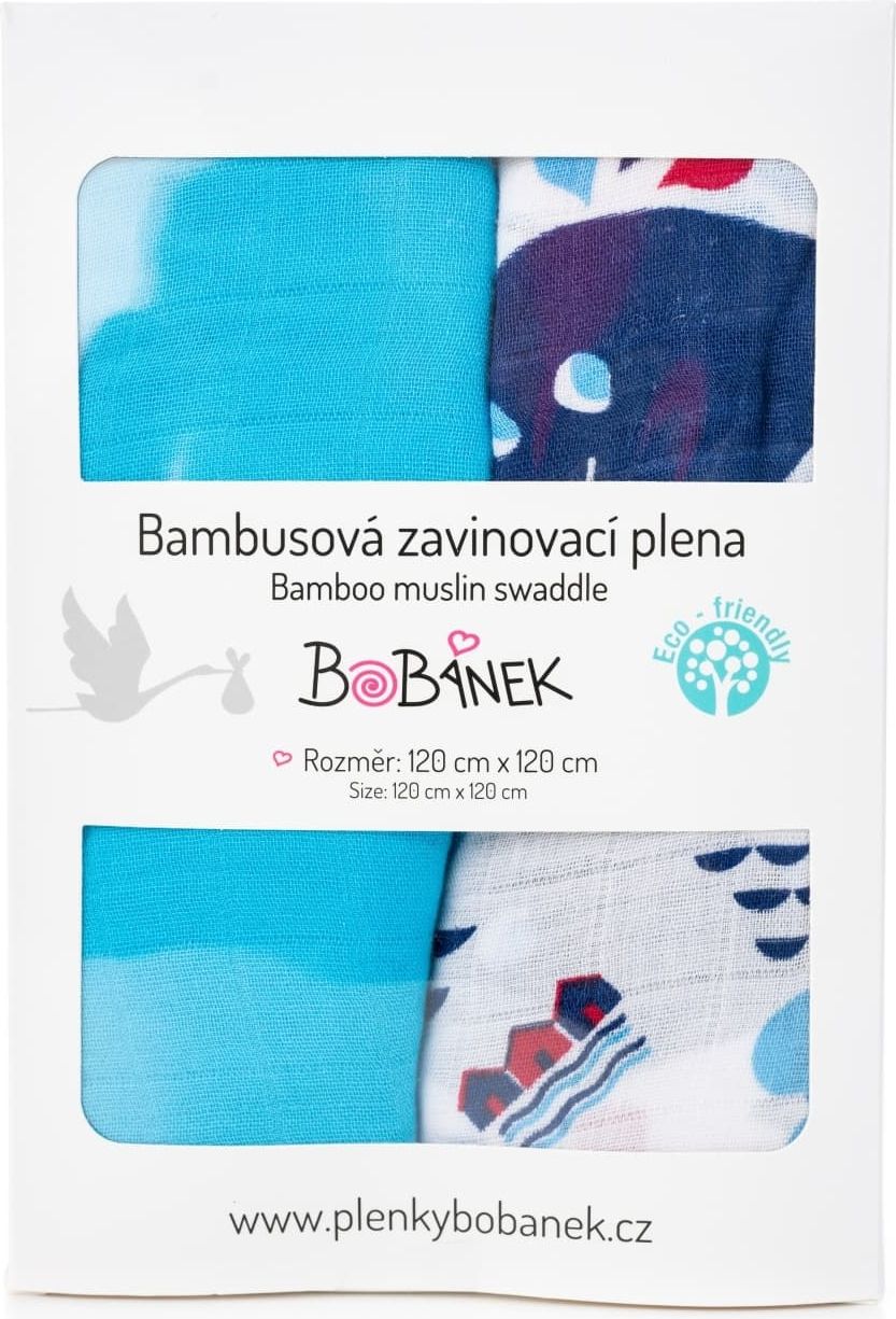 Bobánek Bambusové zavinovací pleny Duo Pack - U moře 120 x 120 cm - obrázek 1