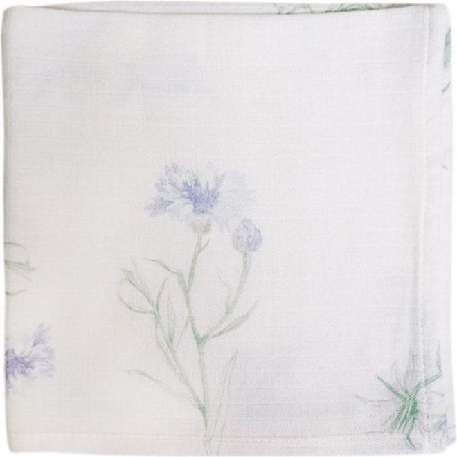 Lullalove Mušelínová plenka 40x40cm Luční Kvítí modrá - obrázek 1