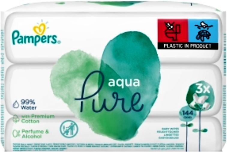 Pampers Aqua Pure dětské čisticí ubrousky 3 x 48 ks - obrázek 1