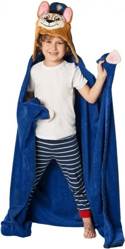 Carbotex · Dětská / chlapecká deka s kapucí Tlapková patrola - Paw Patrol - motiv Chase - Coral fleece 230 g/m² - modrá - 110 x 140 cm - obrázek 1