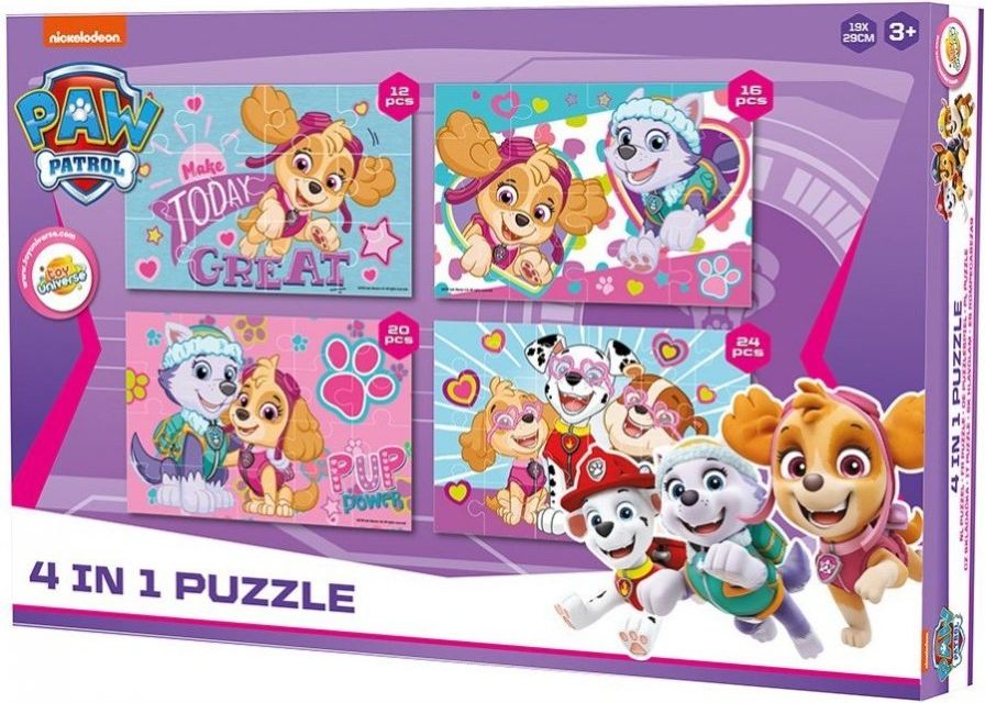 Toy Universe · Puzzle pro holky Tlapková patrola - Paw Patrol - 4v1 - s progresivní obtížností 12, 16, 20 a 24 dílků - obrázek 1