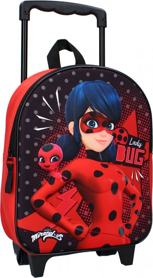 Vadobag · Dětský / dívčí cestovní 3D batoh na kolečkách Kouzelná beruška a Kwami Tikki - Miraculous Ladybug - obrázek 1