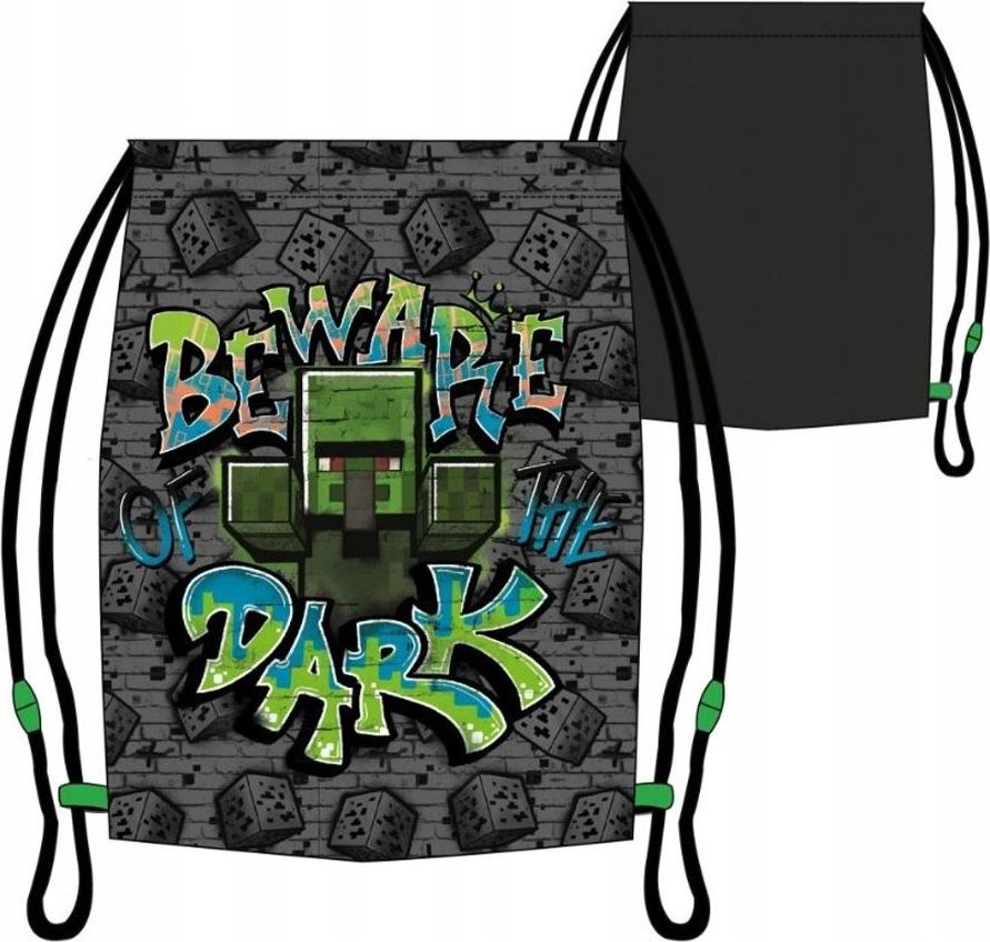 Fashion.uk · Sáček na přezůvky / vak na záda Minecraft - motiv Beware of The Dark - 32 x 37 cm - obrázek 3
