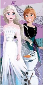 Setino - Dětská plážová bavlněná osuška Ledové království / Frozen II. / Elsa, Anna a Olaf / 70 x 140 cm - obrázek 1