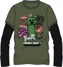 MOJANG official product - Chlapecké bavlněné tričko s dlouhým rukávem Minecraft TNT Creeper- khaki 128 - obrázek 1