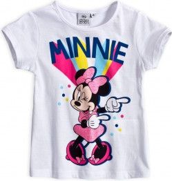 Sun City - Dívčí bavlněné tričko s krátkým rukávem Minnie Mouse Disney - bílé 116 - obrázek 1