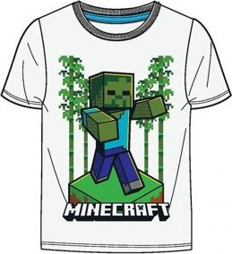 Fashion UK - Chlapecké / dětské bavlněné tričko s krátkým rukávem Minecraft - Zombie - bílé / 100% bavlna 116 - obrázek 1
