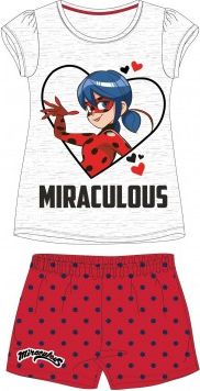 E plus M - Letní dívčí pyžamo s krátkým rukávem Kouzelná beruška - Ladybug - Miraculous - šedé 140 - obrázek 1