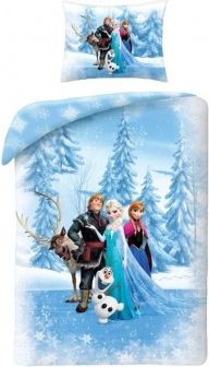 HALANTEX - Dívčí bavlněné ložní povlečení Ledové království Frozen - Elsa, Anna, Olaf a Sven / 140 x 200 cm + 70 x 90 cm - obrázek 1