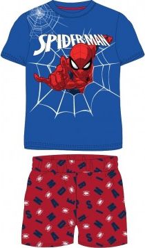 E plus M - Chlapecké / dětské bavlněné letní pyžamo Spiderman MARVEL - modré 128 - obrázek 1