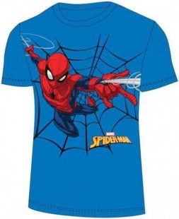 Setino - Chlapecké bavlněné tričko s krátkým rukávem Spiderman Marvel - modré 122 - obrázek 1
