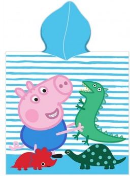Tiptrade - Chlapecké / dětské bavlněné pončo osuška s kapucí Prasátko Peppa - George / 55 x 110 cm - obrázek 2