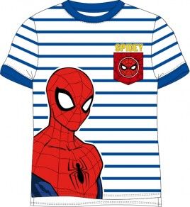 E plus M - Chlapecké bavlněné tričko s krátkým rukávem Spiderman Marvel- modré 110 - obrázek 1