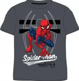 E plus M - Chlapecké bavlněné tričko s krátkým rukávem Spiderman Marvel - tm. šedé 110 - obrázek 1