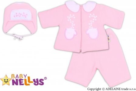 Kabátek, čepička a kalhoty Baby Nellys ®- sv. růžová - obrázek 1