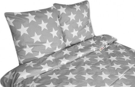 2 dílné bavlněné povlečení Baby Nellys ® 140 x 200 - Velké hvězdy - šedé, Velikost povlečení 140x200/70x90cm - obrázek 1