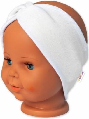 Baby Nellys Bavlněná čelenka dvouvrstvá, bílá , Velikost koj. oblečení 56-62 (0-3m) - obrázek 1