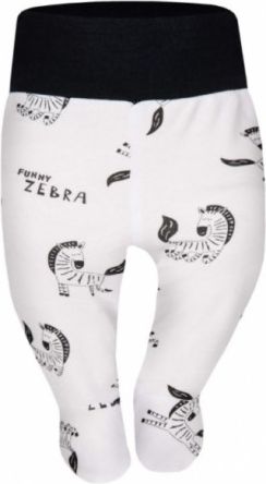 Baby Nellys Bavlněné polodupačky Funny Zebra - bílé - obrázek 1