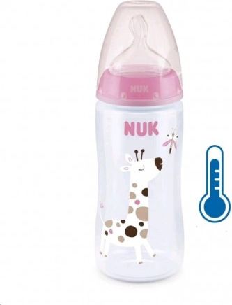 Kojenecká láhev NUK FC+Temperature Control 300 ml BOX-Flow Control savička pink, Růžová - obrázek 1