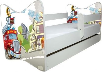 BabyBoo Dětská postel Hasič. Bílá + šuplík 140x70 cm - obrázek 1