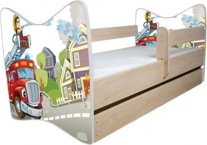BabyBoo Dětská postel Hasič. Světlý dub + šuplík 140x70 cm - obrázek 1