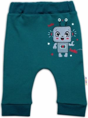 Baby Nellys Kojenecké tepláčky Little Robot, tmavě zelené, Velikost koj. oblečení 68 (3-6m) - obrázek 1