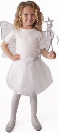 Dětský kostým tutu sukně bílá motýl s křídly a hůlkou - obrázek 1