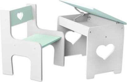 NELLYS Sada nábytku KIDS HEART Stůl + židle - mátová s bílou - obrázek 1