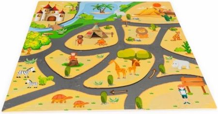 ECO TOYS Dětské pěnové puzzle 93,5x93,5cm, hrací deka, podložka na zem Safari, 9 dílů - obrázek 1