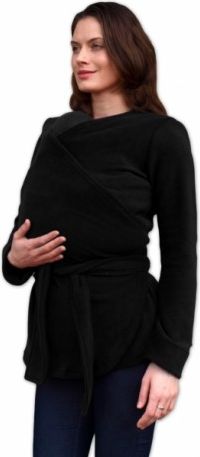 JOŽÁNEK Zavinovací kabátek pro nosící, těhotné - fleece - černý, Velikosti těh. moda S/M - obrázek 1