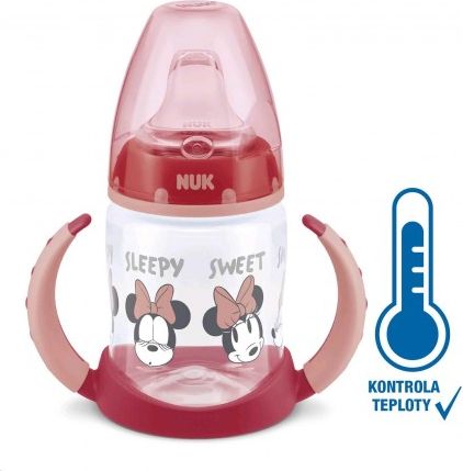 Kojenecká láhev na učení NUK Disney Mickey s kontrolou teploty 150 ml červená, Červená - obrázek 1