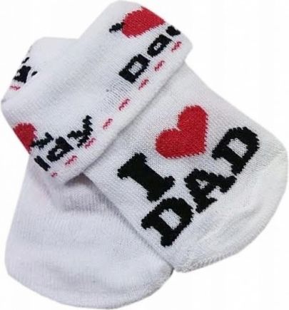 Irka Kojenecké bavlněné ponožky I Love Dad, bílé s potiskem, Velikost koj. oblečení 80-86 (12-18m) - obrázek 1