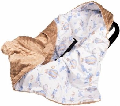 Baby Nellys Zavinovací deka s kapucí minky Balón a letadlo, 90 x 90 cm - obrázek 1