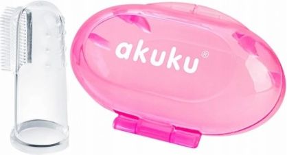 AKUKU Zubní kartáček s pouzdrem - silikonový růžový - obrázek 1
