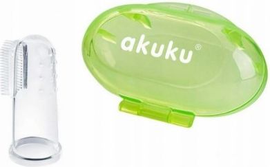 AKUKU Zubní kartáček s pouzdrem - silikonový zelený - obrázek 1