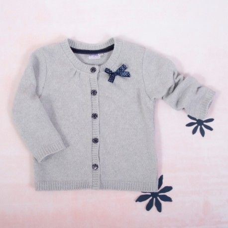Dětský, dívčí svetřík K-Baby s mašličkou - šedý, Velikost koj. oblečení 86 (12-18m) - obrázek 1