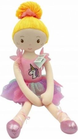 Hadrová panenka Luisa v šatičkách jednorožce, Tulilo, 70 cm - růžová - obrázek 1