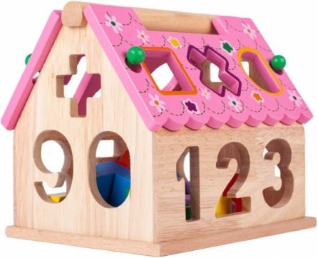 Tulimi Edukační dřevěný domeček s čísly a tvary - obrázek 1